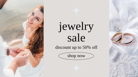 Platilla de diseño Jewelry Sale Announcement with Young Couple FB event cover