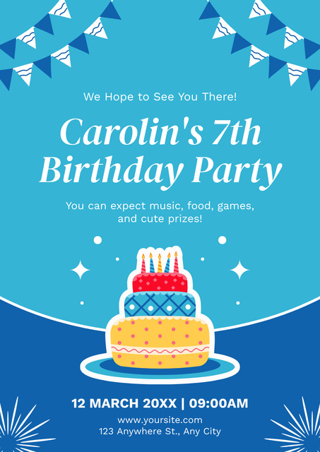 Plantilla de diseño de Birthday Party Announcement with Cake and Candles Poster 