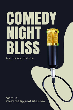 Groovy Night Comedy Show Ad with Microphone Pinterest Design Template
