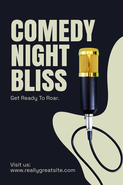 Plantilla de diseño de Groovy Night Comedy Show Ad with Microphone Pinterest 
