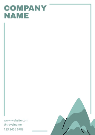 Carta de agência de viagens com ilustração simples de montanhas Letterhead Modelo de Design