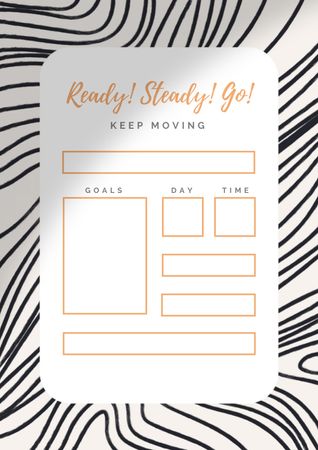 Day Goals Planner on Striped Black and White Pattern Schedule Planner Design Template
