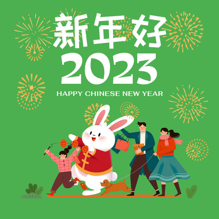 Plantilla de diseño de año nuevo chino saludo de vacaciones Animated Post 