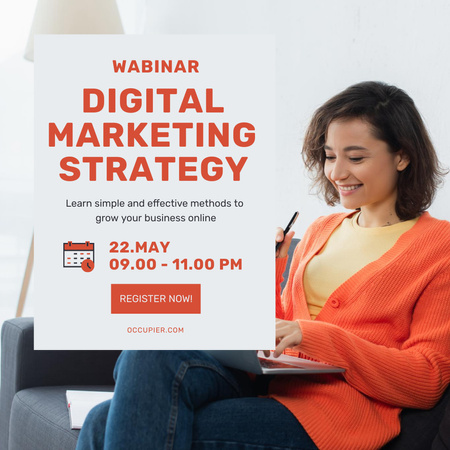 Invitation to Digital Marketing Strategy Webinar Instagram tervezősablon