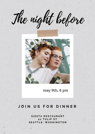 Rehearsal Dinner Announcement with Newlyweds Invitation Design Template