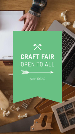craft fair ilmoitus puinen kone Instagram Story Design Template