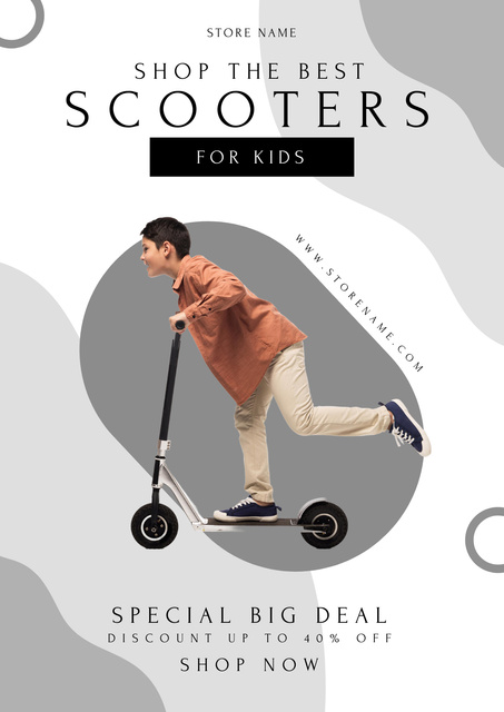 Back to School Day Best Scooter Sale Poster Design Template