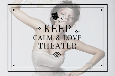 Theater Quote Woman Performing in White Postcard 4x6in Design Template
