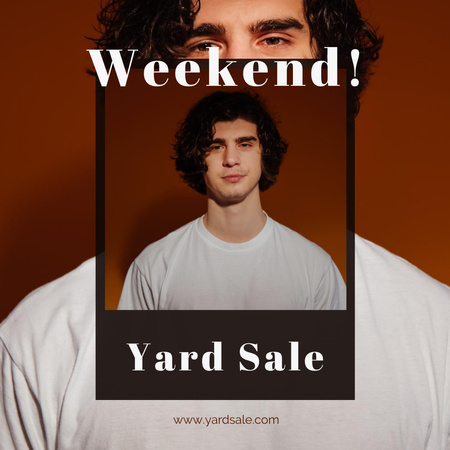 Yard Sale Announcement with Handsome Man Instagram Modelo de Design