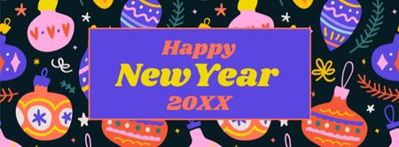 New Year Greeting on Bright Pattern Facebook cover Design Template