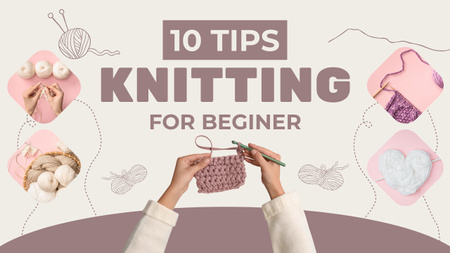 Knitting Tips for Beginners Youtube Thumbnail Design Template