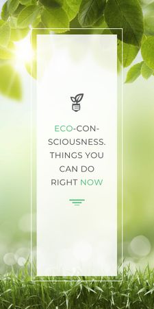 Designvorlage Eco Quote Glühbirne mit Blättern für Graphic