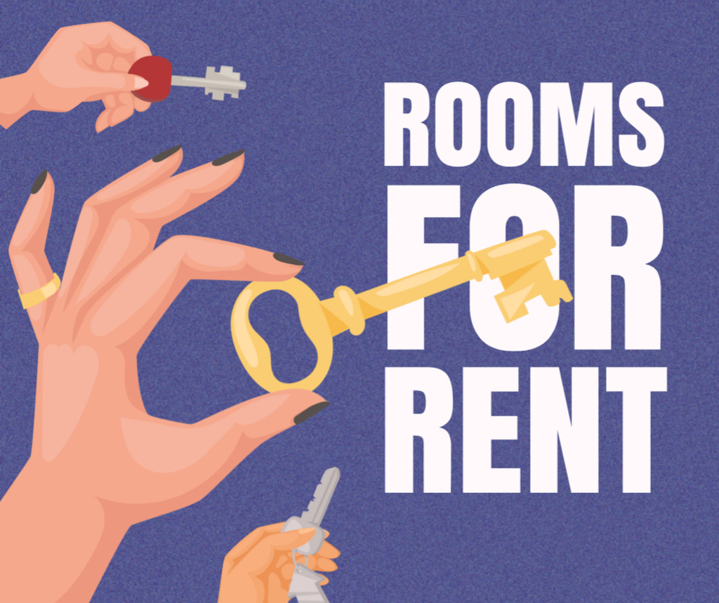 Ontwerpsjabloon van Facebook van Budget-friendly Rental Rooms With Various Keys
