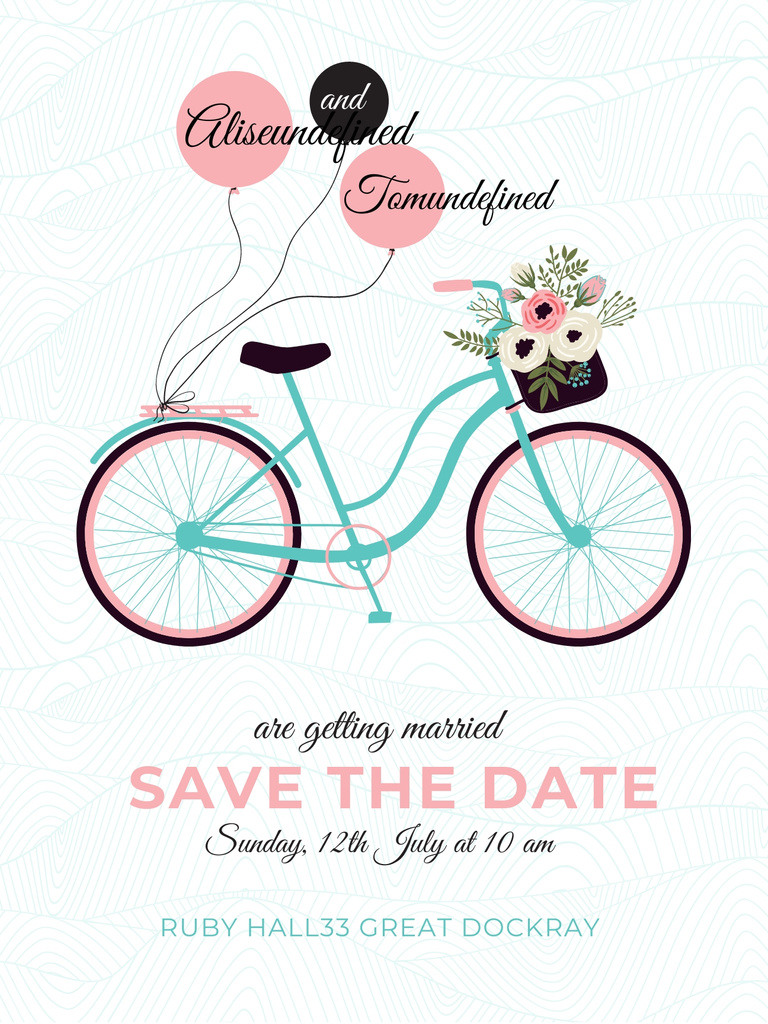 Ontwerpsjabloon van Poster US van Save the Date with Bicycle and Flowers
