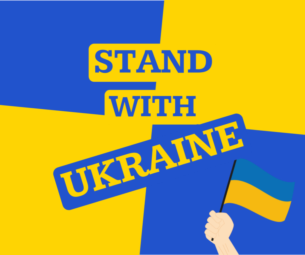 Stand with Ukraine Phrase with Ukrainian Flag Facebook Modelo de Design