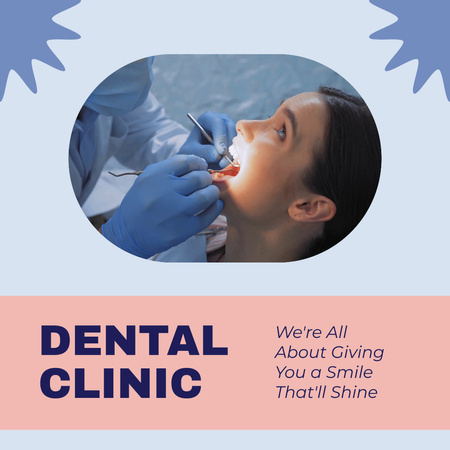Woman Patient in Dental Clinic Animated Post Design Template