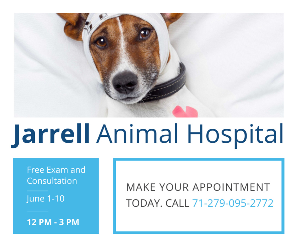 Plantilla de diseño de Veterinary Clinic Service Offer with Cute Dog Medium Rectangle 