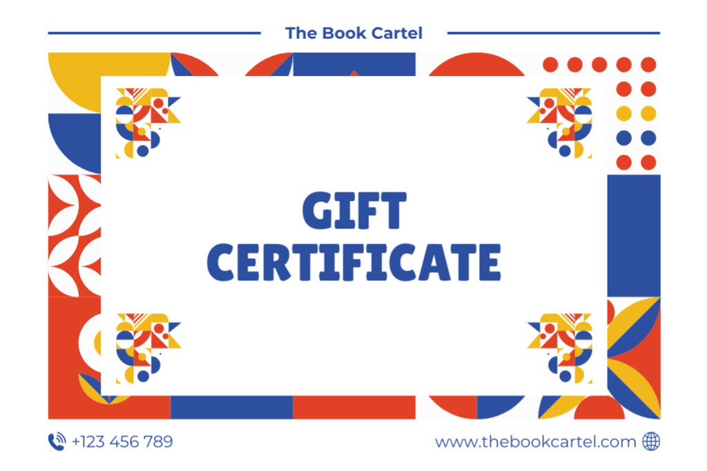 Bookstore Services Ad Gift Certificate Design Template