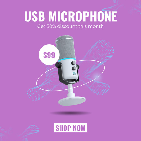Designvorlage Angebotspreis für modernes Mikrofonmodell für Instagram AD