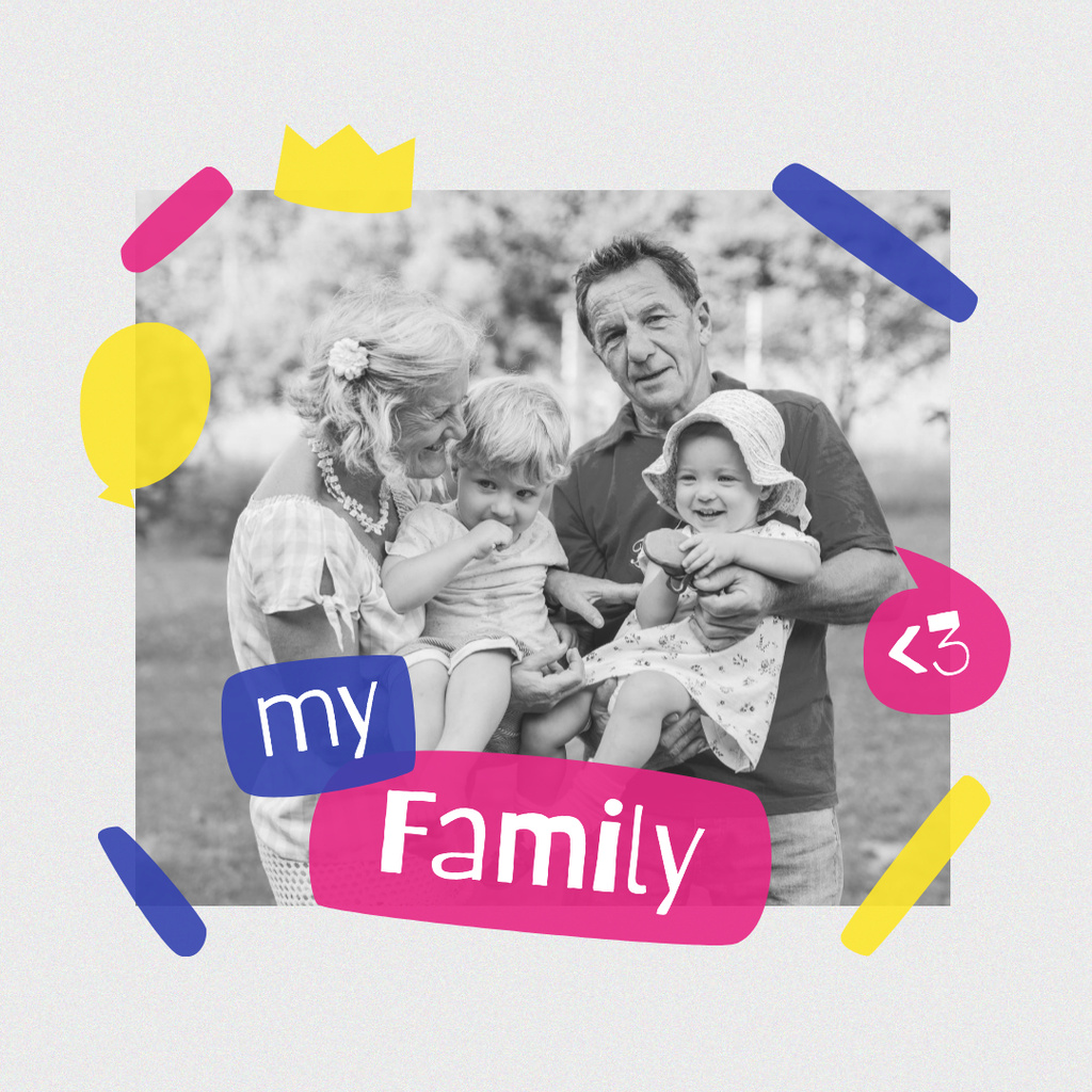 Happy Grandparents with their Grandchildren Instagram – шаблон для дизайну