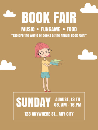 Platilla de diseño Book Fair Ad on Beige Poster US
