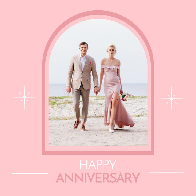Designvorlage Sincere Greetings on Anniversary In Pink für Instagram