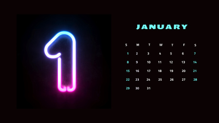 Designvorlage Illustration of Neon Number für Calendar