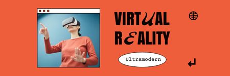 Woman in Virtual Reality Glasses Email header Modelo de Design
