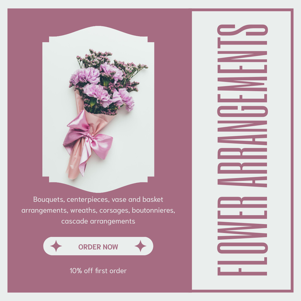 Discount on Various Types of Flower Arrangements Instagram AD Design Template