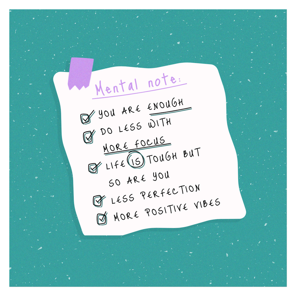 Ontwerpsjabloon van Instagram van Mental Health Inspiration with Checklist