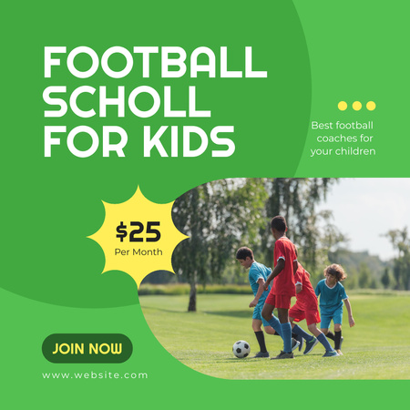 Designvorlage Fußballschule für Kinder Anzeige für Instagram