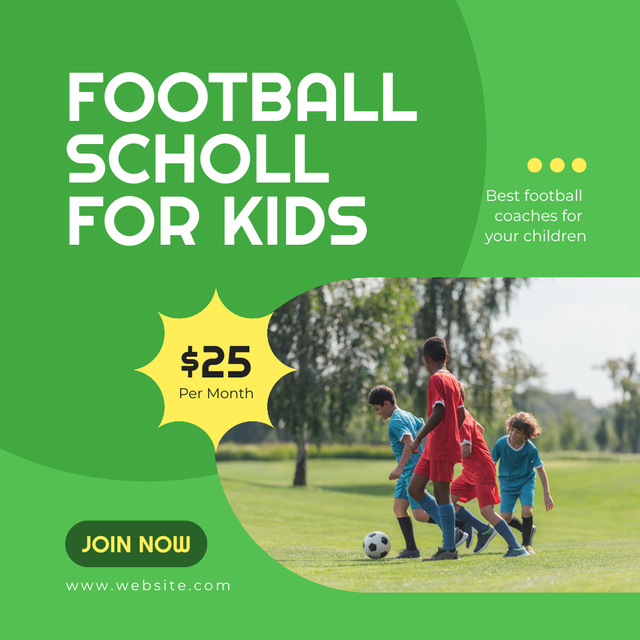 Designvorlage Football School for Kids Ad für Instagram