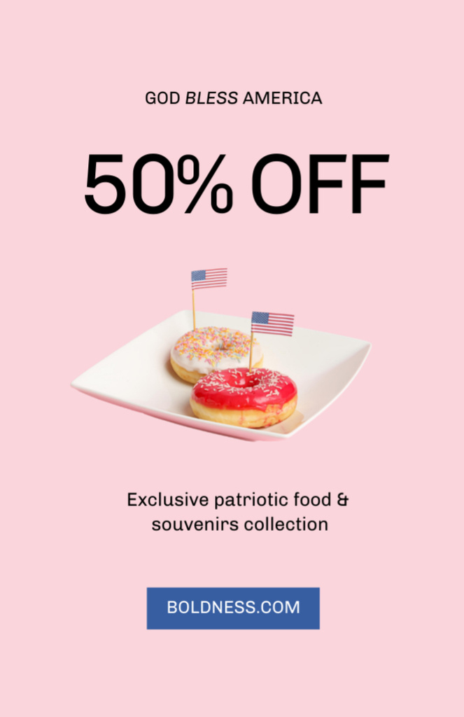 USA Independence Day Sale of Donuts Flyer 5.5x8.5in Design Template