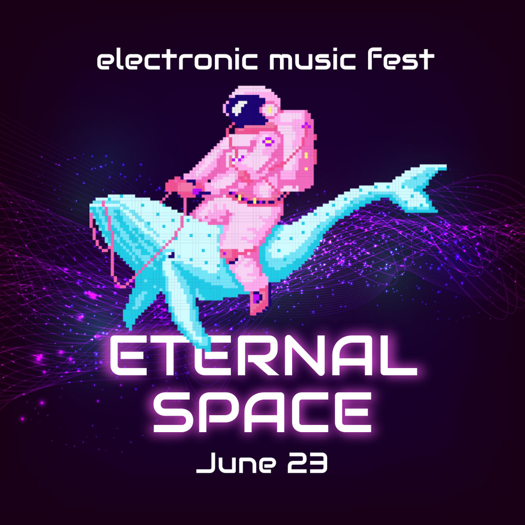 Designvorlage Electronic Music Fest With Astronaut für Instagram