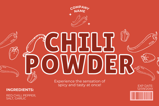 Template di design Spicy Chili Powder In Red Offer Label