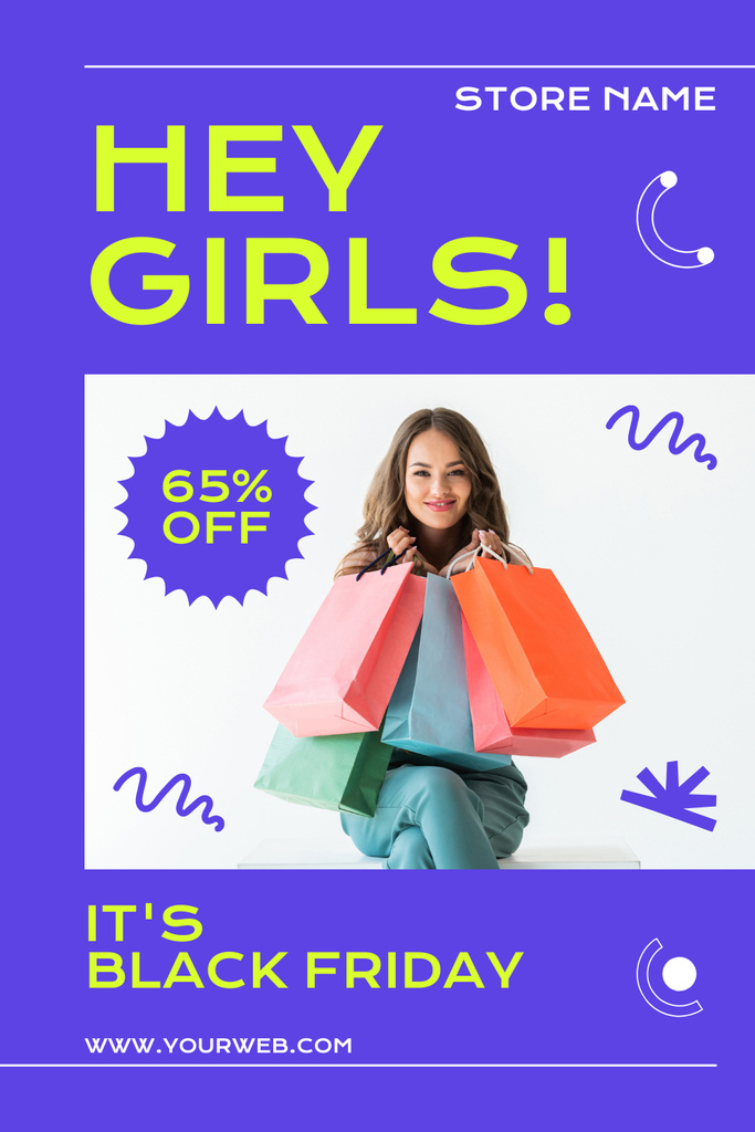 Black Friday Sale for Trendy Girls Pinterestデザインテンプレート