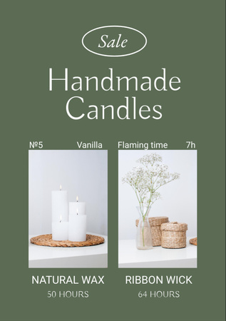 Handmade Candles Promotion on Green Flyer A7 Design Template