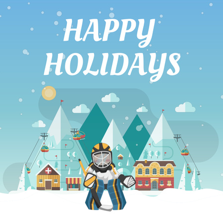 Cute Winter Holidays Greeting Animated Post Modelo de Design