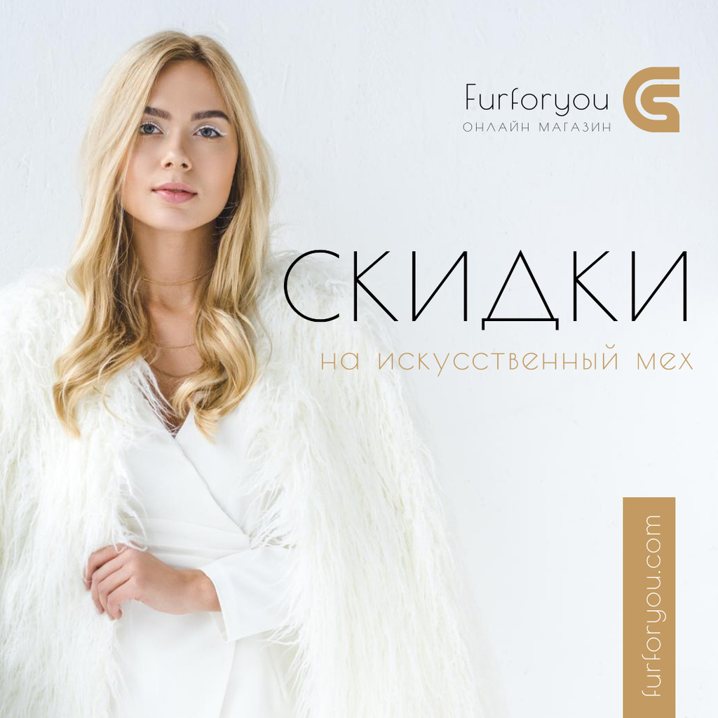 Fashion Sale Woman in Faux Fur Coat Instagram Tasarım Şablonu