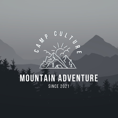 Beautiful Mountain Forest Landscape Logo Design Template