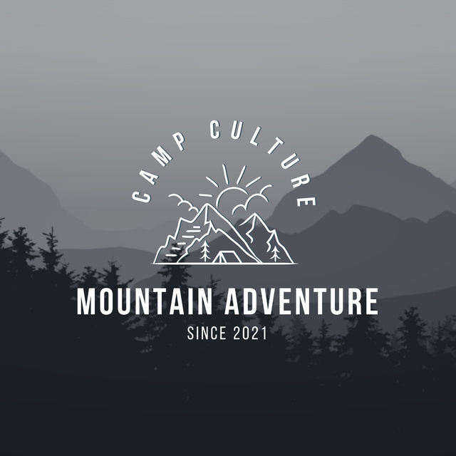 Lovely Mountain Forest Landscape Logoデザインテンプレート