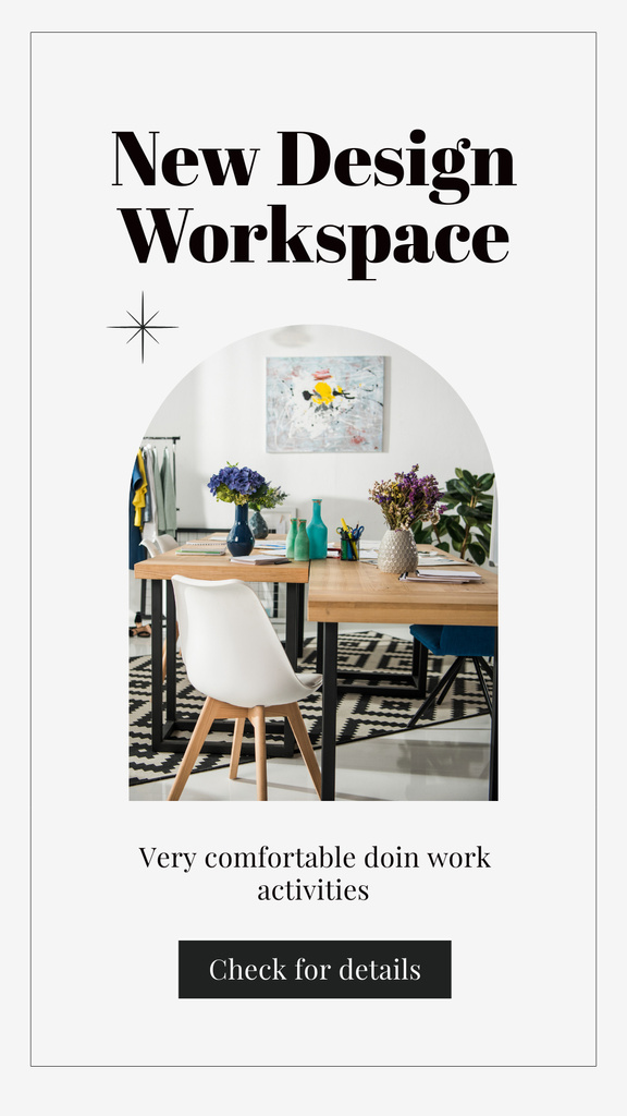 Designvorlage Modern Home Office Design für Instagram Story
