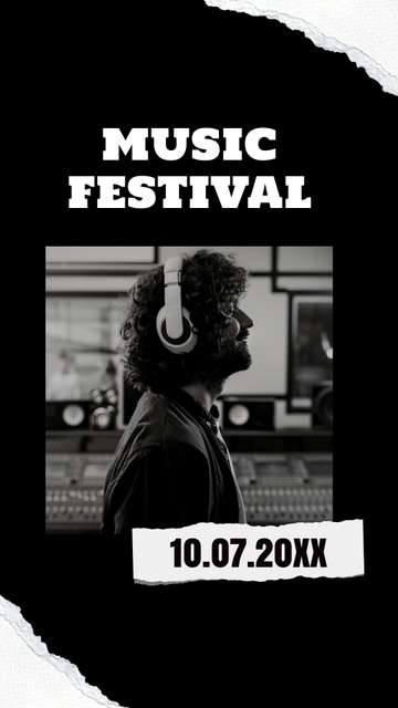 Ontwerpsjabloon van Instagram Story van Music Festival Announcement with Man Wearing Headphones