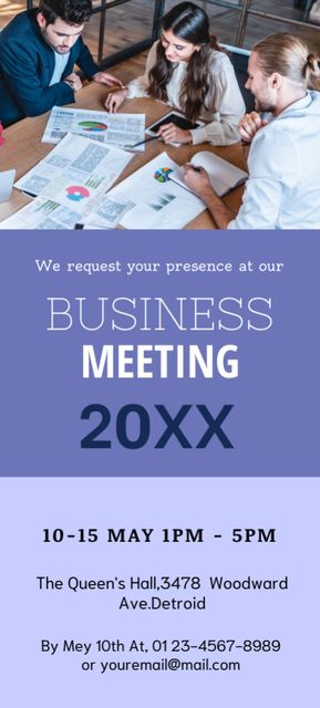 Business Meeting with Colleagues Invitation 9.5x21cm Design Template