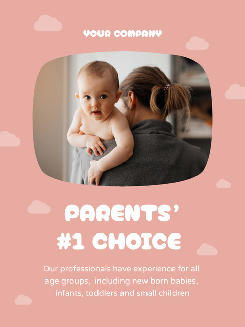 Babysitting Services Offer with Cute Little Baby Poster US Tasarım Şablonu
