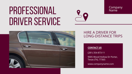 Professional Driver Service Offer For Distance Trips Full HD video Modelo de Design
