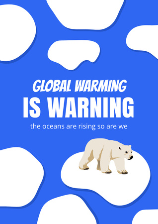 Global Warming Awareness with Polar Bear Poster A3 Tasarım Şablonu