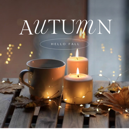 Template di design saluto d'autunno con accogliente luce di candela Animated Post