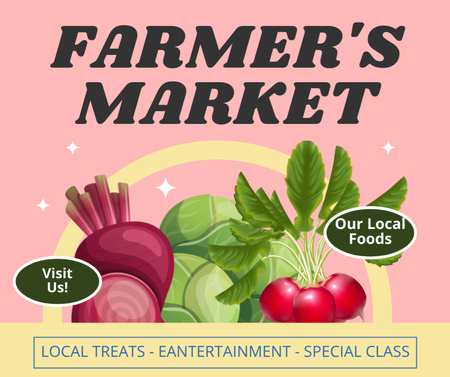 Plantilla de diseño de Pink Farmer's Market Announcement Facebook 