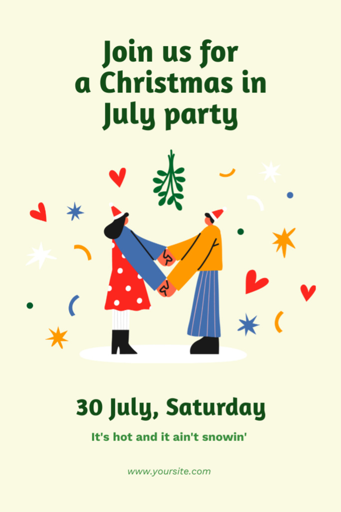 Fun-filled Notice of Christmas Party in July Flyer 4x6inデザインテンプレート